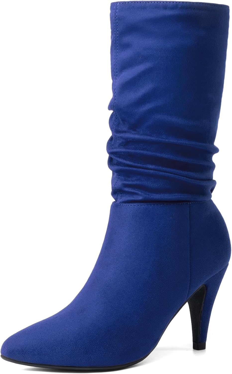 DREAM PAIRS Women's High Heel Mid Calf Slouchy Boots for Fall