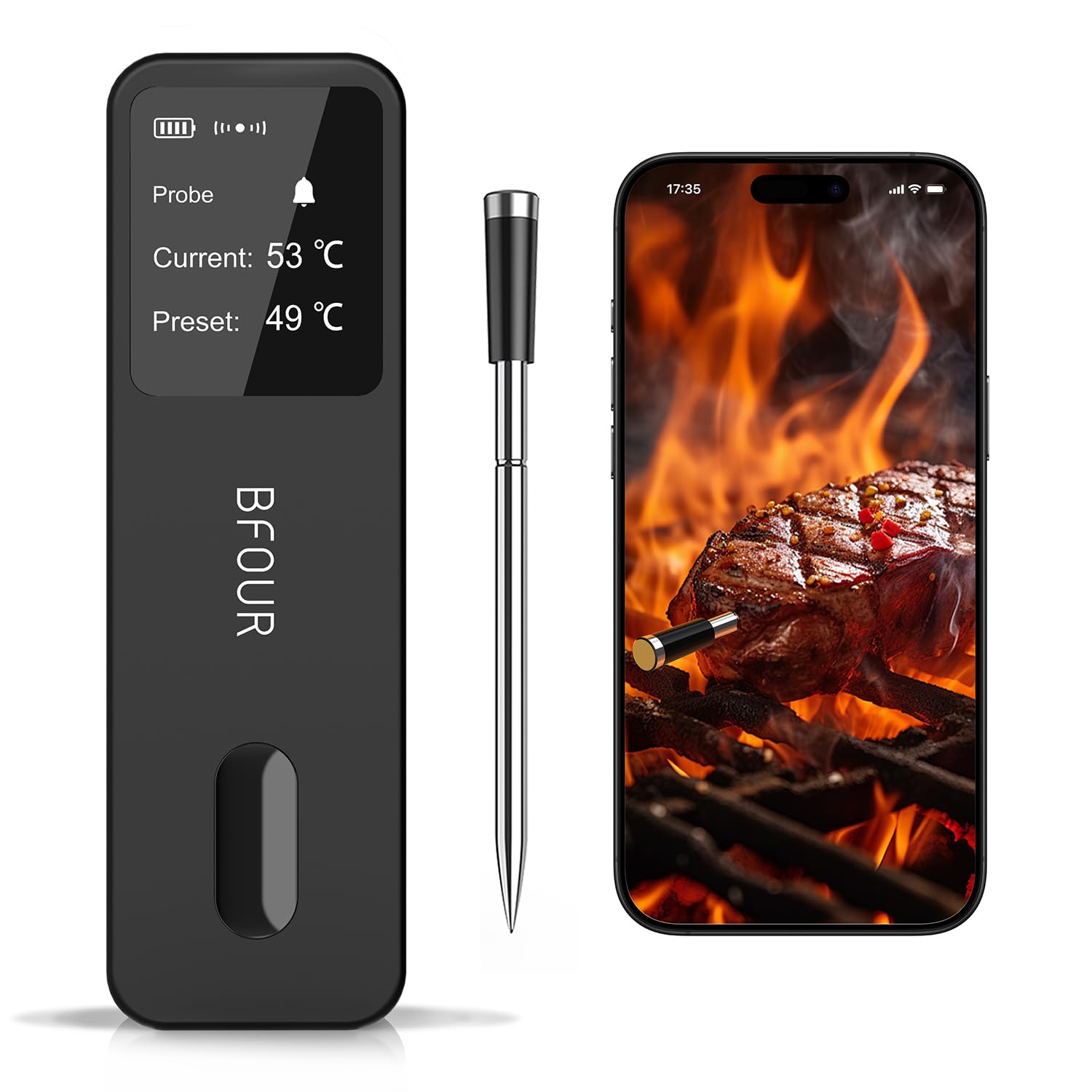 BFOUR Wireless Meat Thermometer: 524FT Range