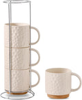 Nihow Ceramic 16oz Stackable Coffee Mug Set of 4 - SpaceSaving Matte