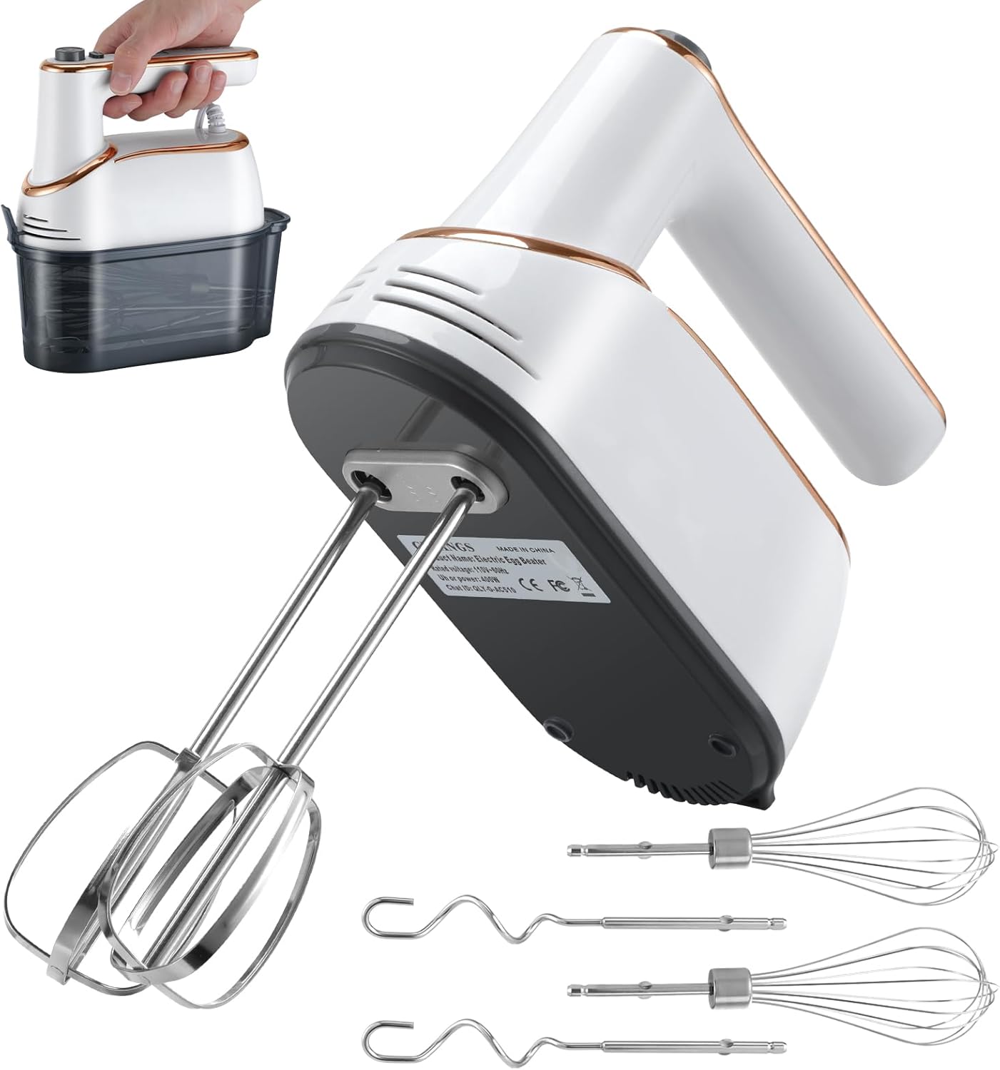 Hand Mixer with 5-Speed Electric Turbo Boost for Baking Needs
