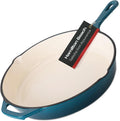 Durable 12-Inch Cast Iron Fry Pan with Cream Enamel Finish