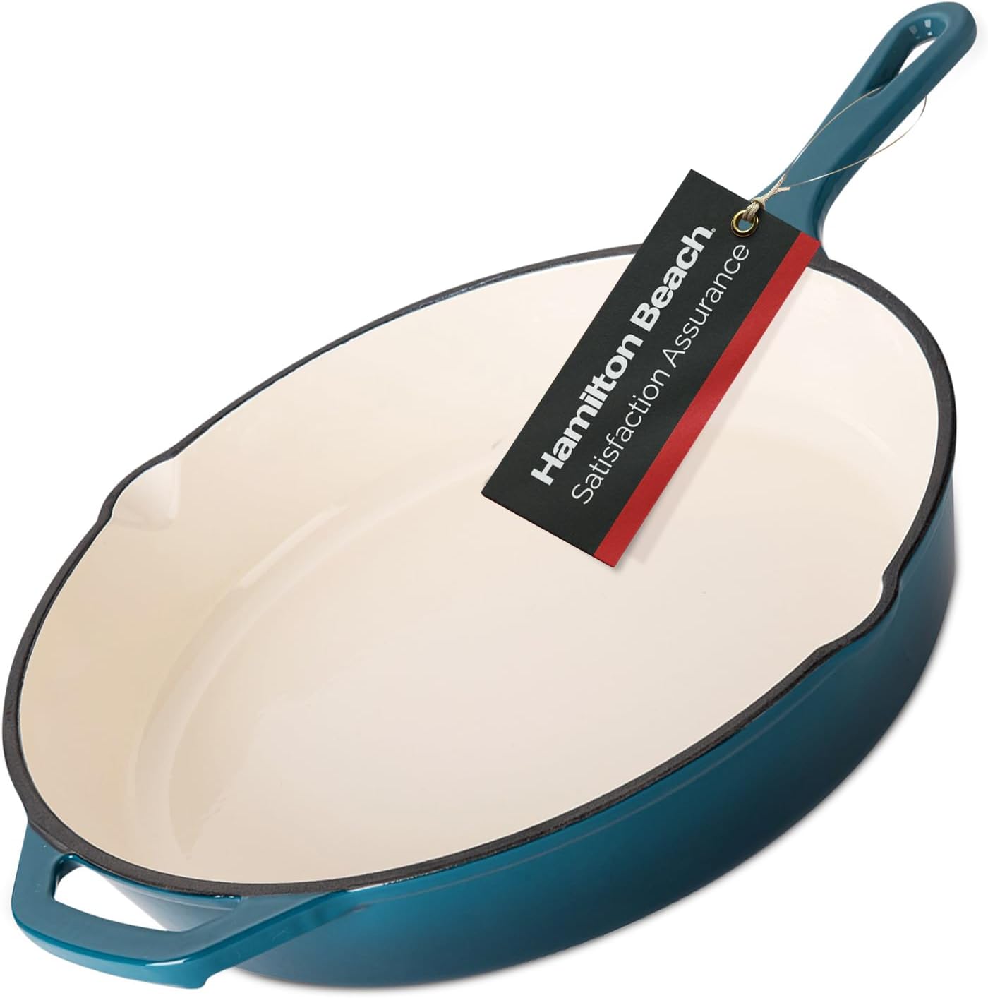 Durable 12-Inch Cast Iron Fry Pan with Cream Enamel Finish