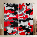 Black Red Camo Curtain Kids Boys Girls - Camouflage Window Drapes