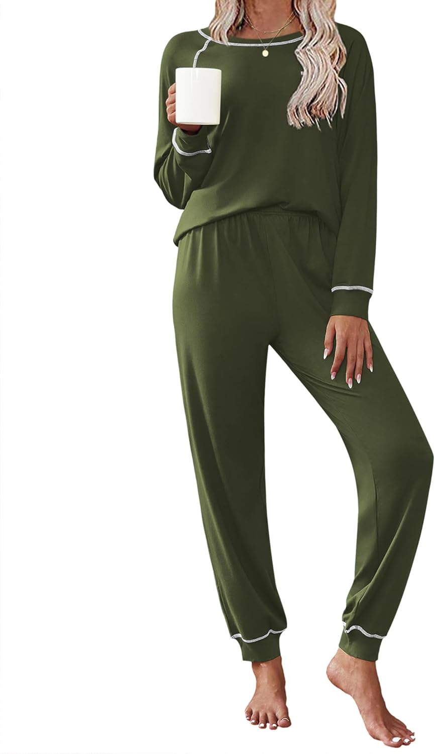 Ekouaer Pajamas Set for Women Soft Comfy Pjs Long Sleeve Sleepwear