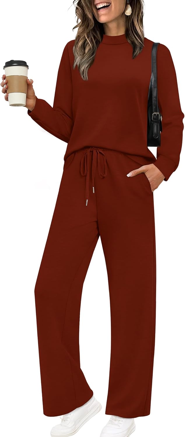 Stylish Two Piece Sets for Women Mock Neck Matching Sets