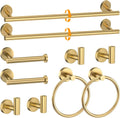 Brushed Gold Towel Bar Set 10 Pieces Round Bathroom Hardware Set