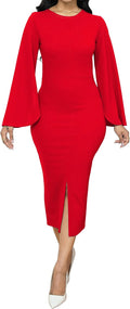 Elegant Red Business Dress for Women - IbuduSexy Pencil Dress