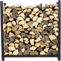 Woodhaven Black 4 Foot Heavy Duty Firewood Storage Log Rack