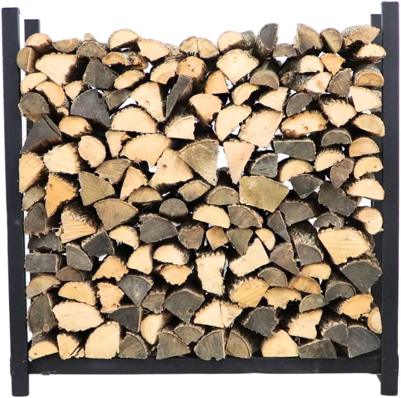 Woodhaven Black 4 Foot Heavy Duty Firewood Storage Log Rack