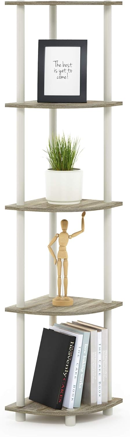 Furinno TURN-N-TUBE Corner Shelf - 5-Tier Space-Saving Design