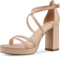 Women Strappy Platform Heels 3.4 in Chunky Block Heels - Dressy These