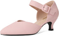 Pink Kitten Heels for Women Pointed Closed Toe Ankle Strap - Comfort