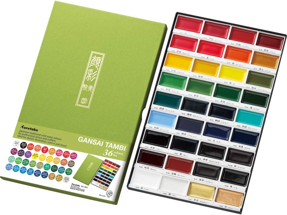 Kuretake MC2036V Gansai Tambi 36 Color Set for Artists