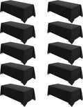 VidaFete Table Cloth 10 Pack 90 x 156 in Black Rectangle - Durable