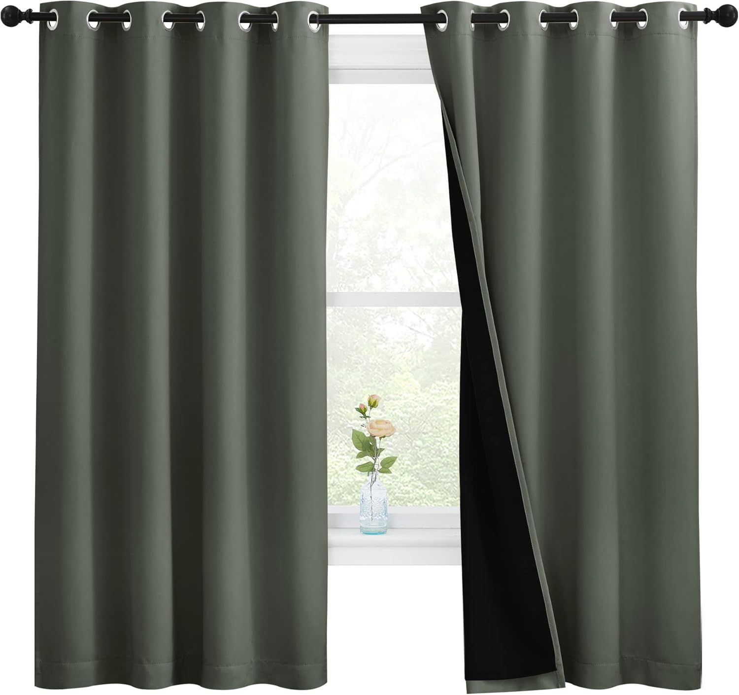 NICETOWN Dark Mallard Blackout Curtains for Complete Privacy