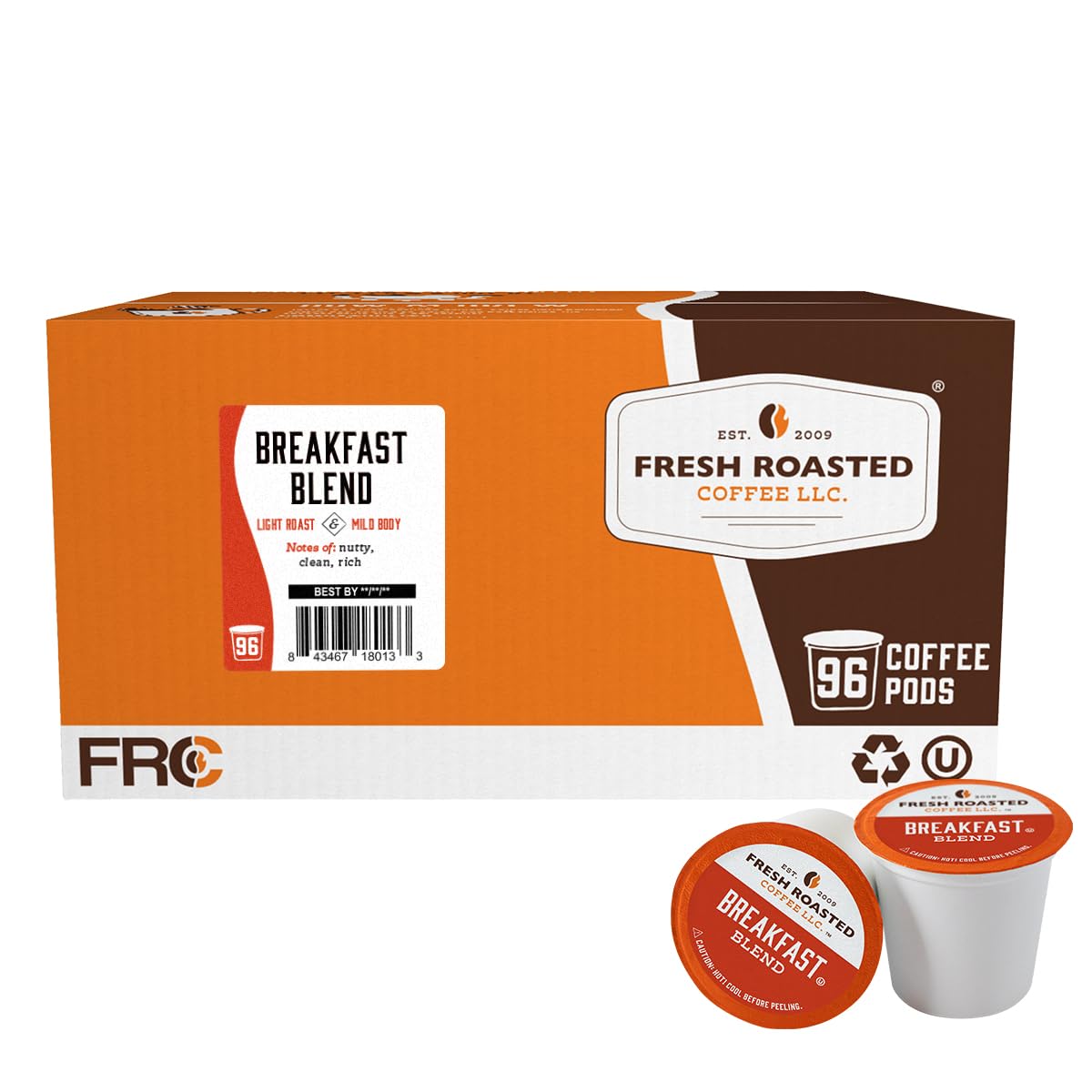 Fresh Roasted Coffee Breakfast Blend Light Roast Pods for K Cups