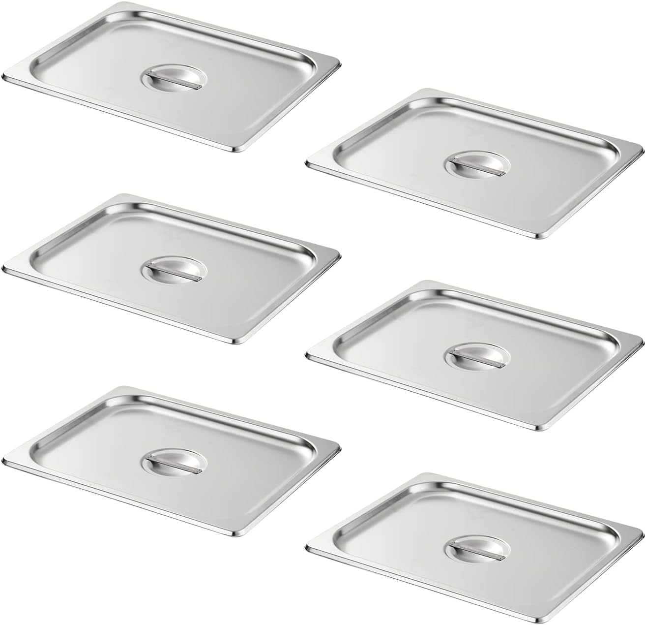 HECMAC 6-Pack Stainless Steel Hotel Pan Covers for Catering