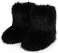 Fur Boots Warm Women's Faux Fur Mid-Calf Snow Boots - Fluffy Flat Sole