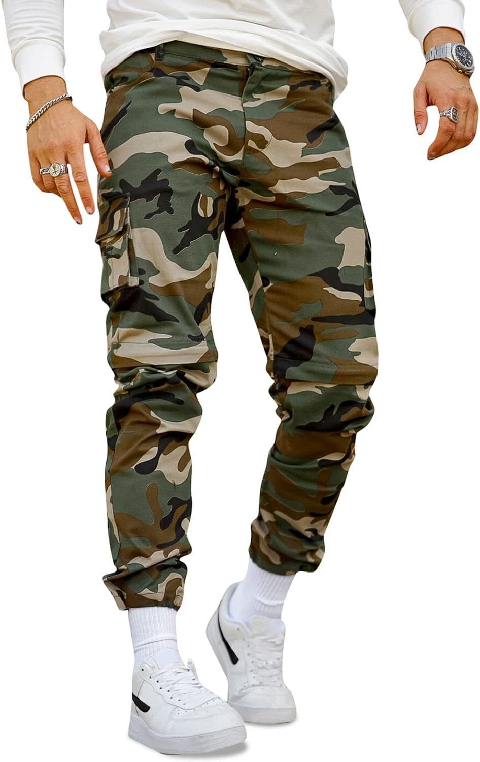 GINGTTO Mens Cargo Jogger Pants with Zipper Pockets and Comfort