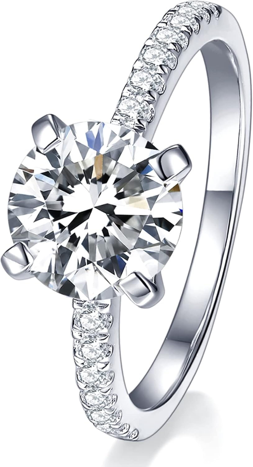 IMOLOVE Solitaire Moissanite Engagement Ring - 1CT D Color VVS1