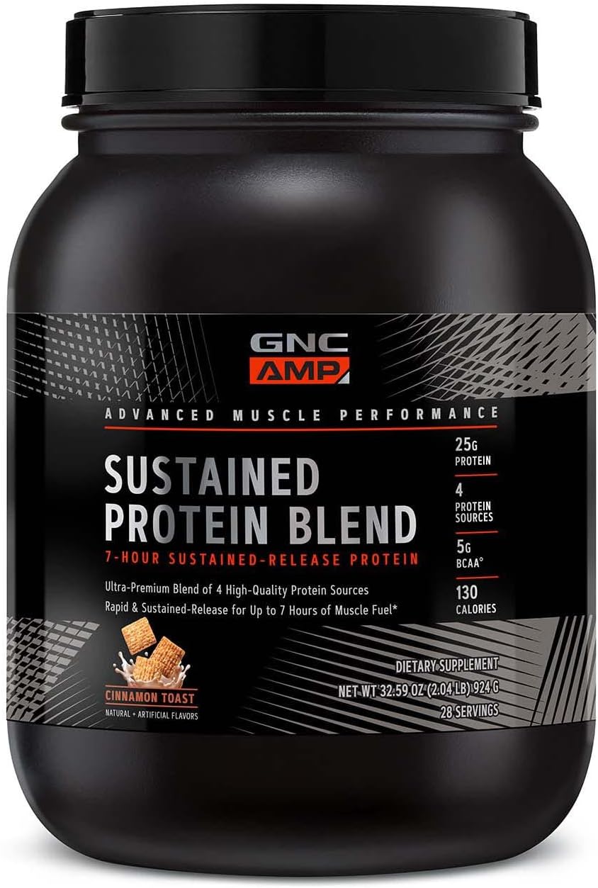GNC AMP Sustained Protein Blend - Cinnamon Toast for Muscle Fuel