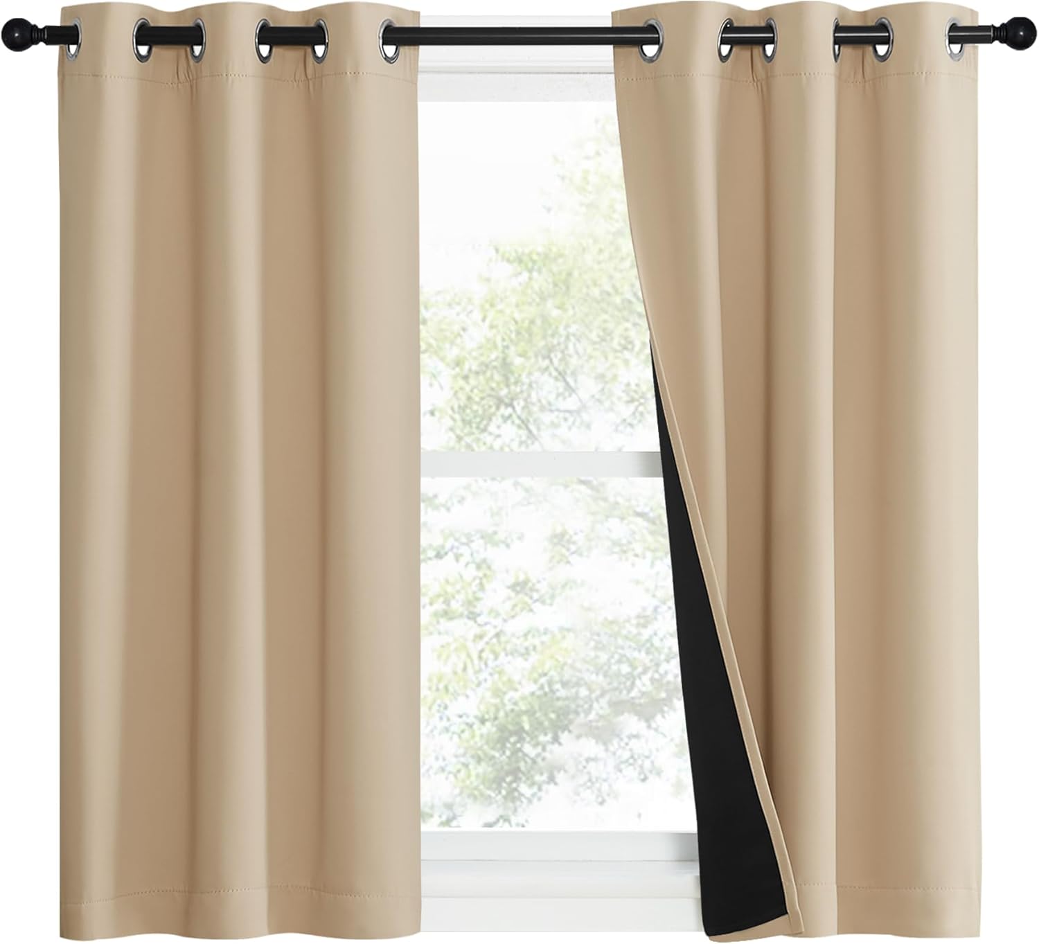 NICETOWN Full Blackout Curtain Panels for Small Windows, Biscotti