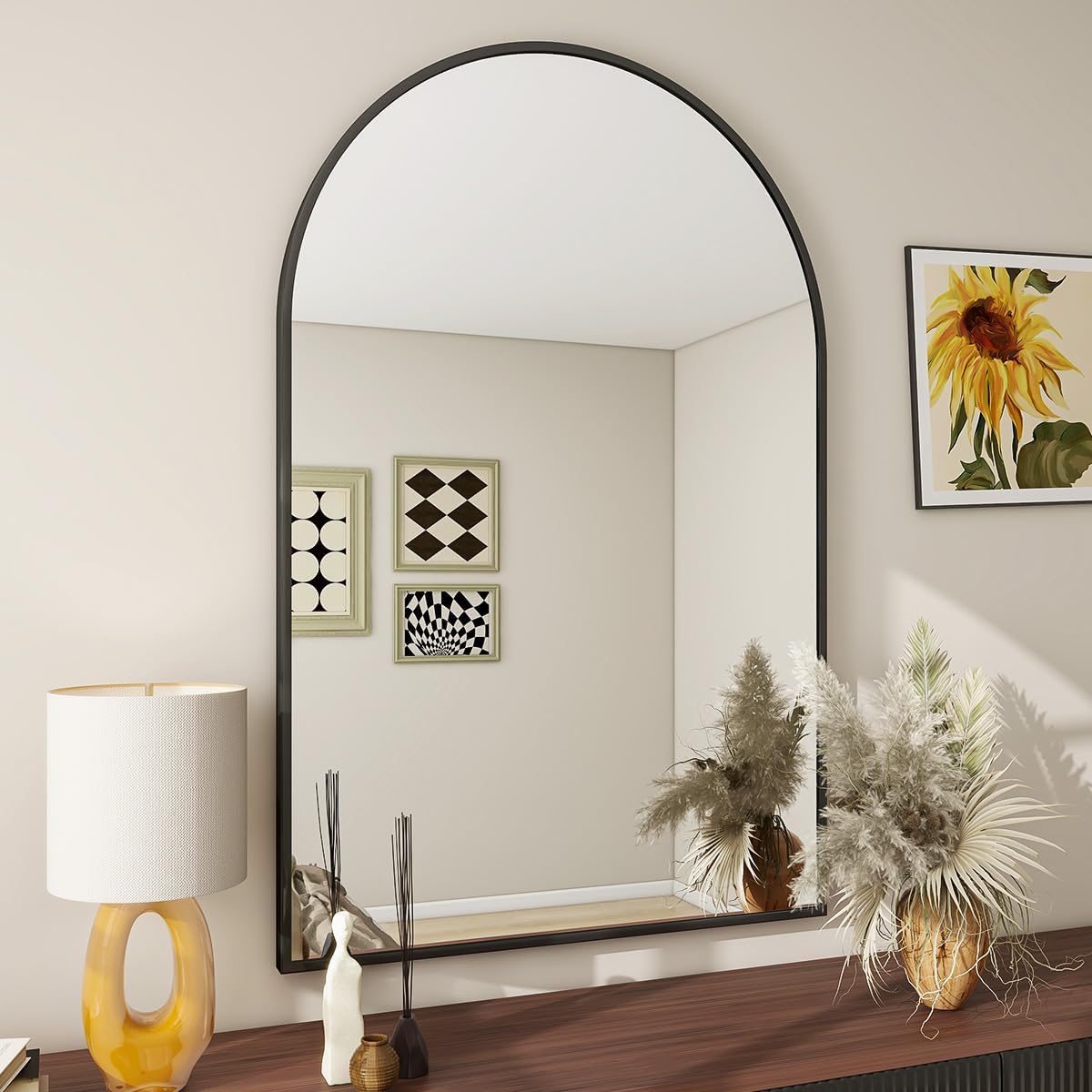 Arch Bathroom Mirror with Black Metal Frame for Any Room