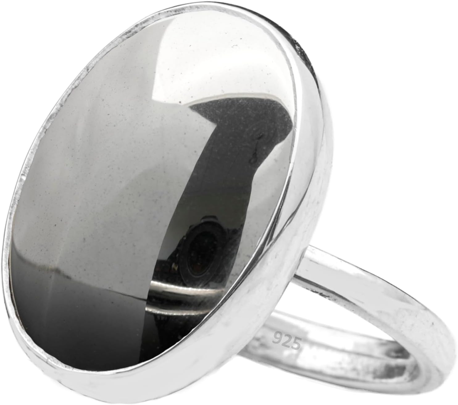 Natural Amazonite Crystal Ring in Rhodium Plated Silver