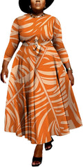 Women Plus Size Formal A Line Maxi Dress Self Tie Waist (Style MBMB)