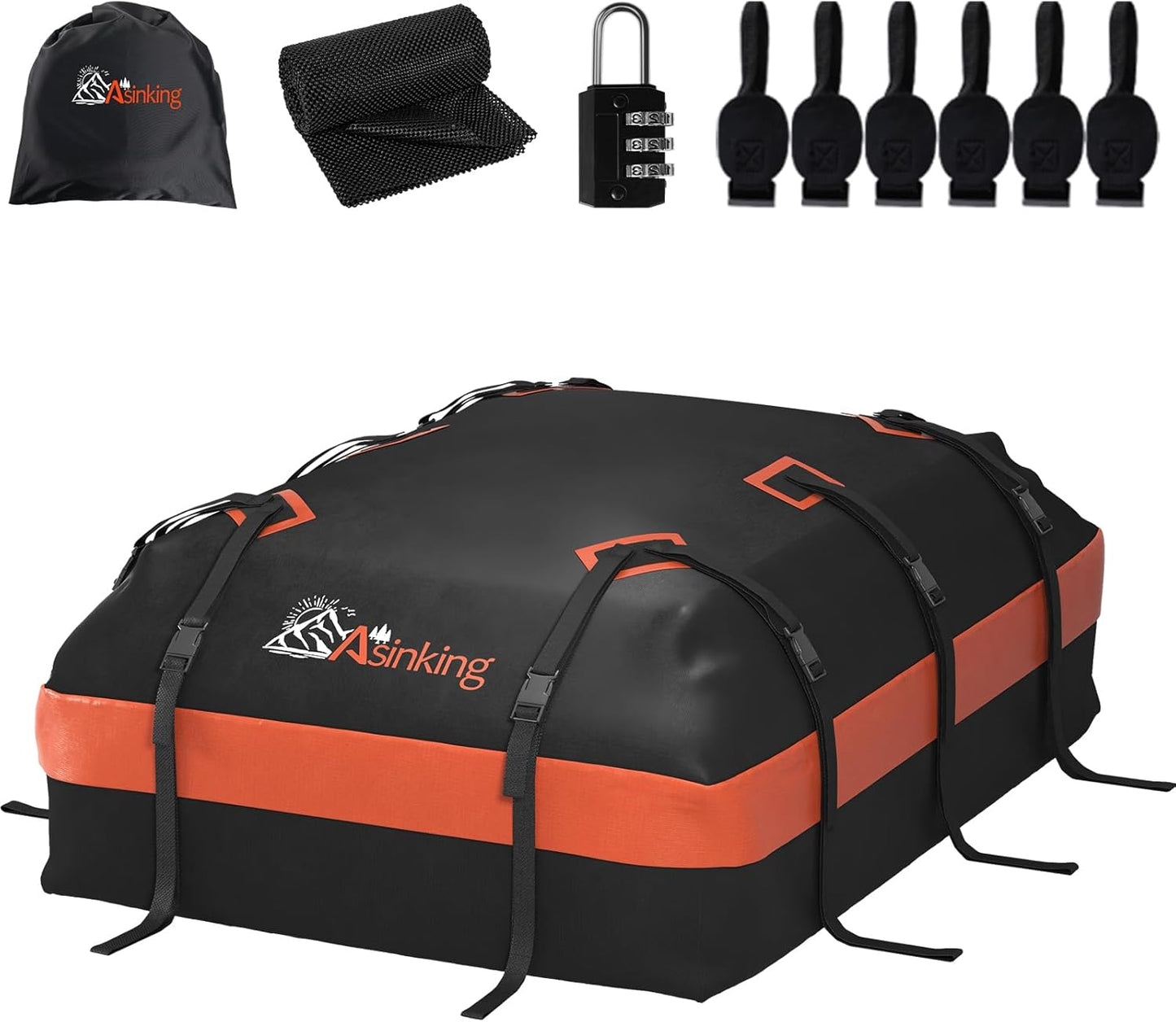 Asinking Car Roof Bag - 15 Cubic Feet Waterproof Cargo Carrier