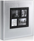 4x6 1000-Pocket Photo Album with Silver Leather Cover - Large Capacity