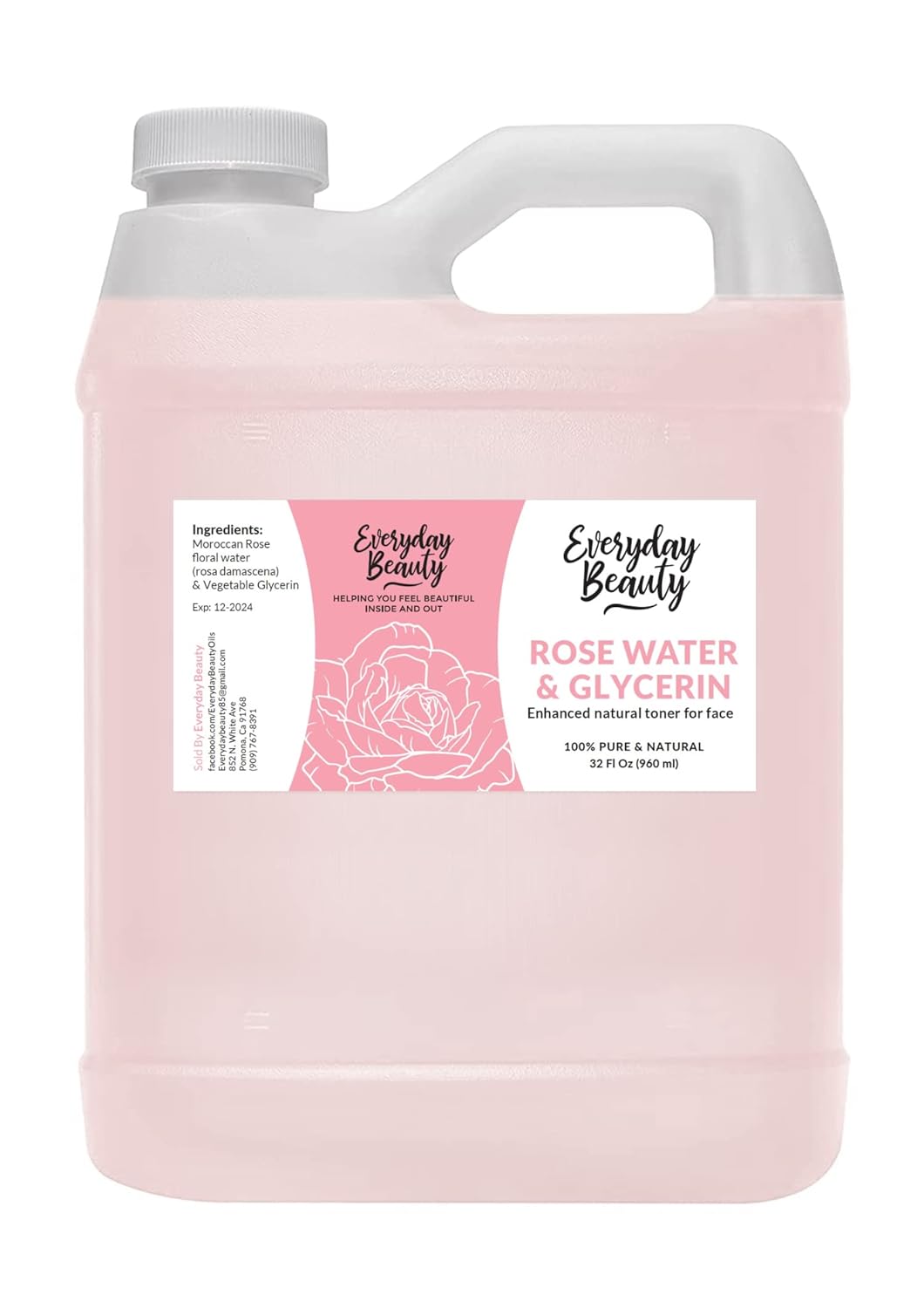 Rose Water & Glycerin Facial Toner for Deep Hydration & Soothing