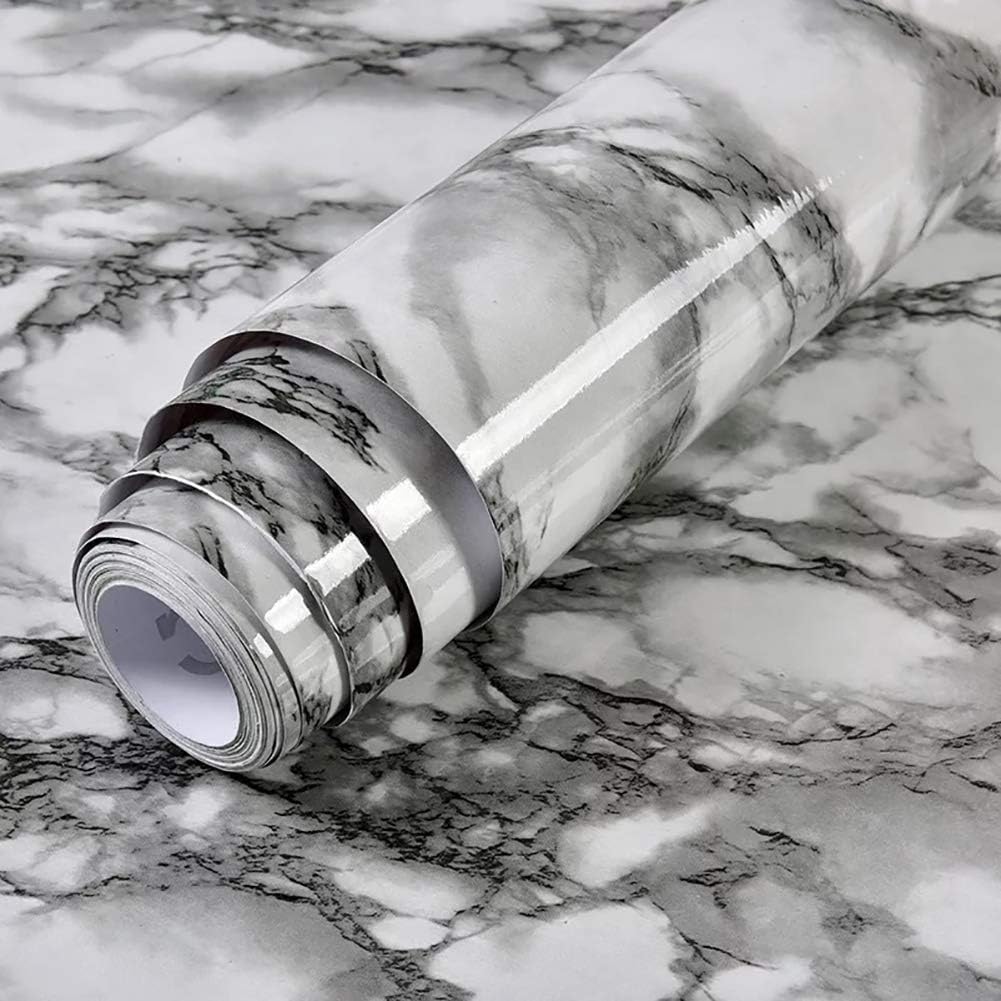 Yancorp 24x197 White and Black Contact Paper for Countertops