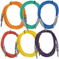 Seismic Audio TS 14 Guitar Cables Pack of 6 - Rugged 6 ft Multicolor