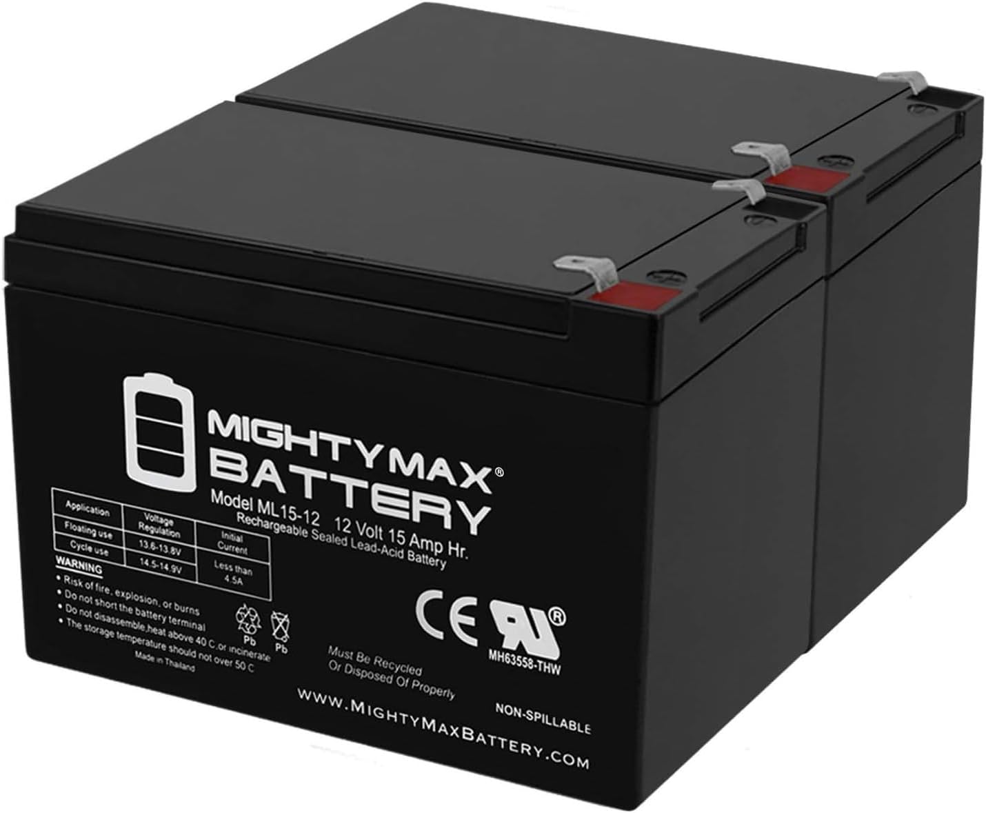 Mighty Max Battery ML15-12 - Reliable 12V 15AH SLA Battery Pack