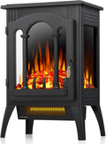 Electric Fireplace Stove with Realistic Flames - Compact Heater