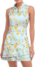 Sleeveless Tennis Dress with Shorts and Pockets - Ruffle Zip Collar