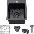 VAPSINT Drop In Black Bar Sink 13x15 in Topmount Single Bowl - Durable