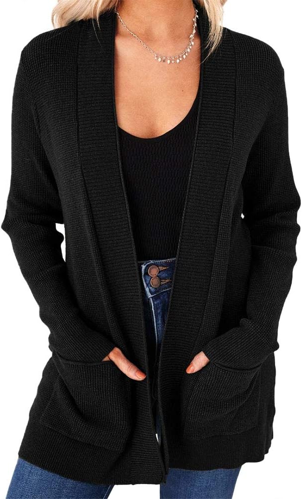 imesrun Womens Open Front Cardigans with Pockets for Casual Wear