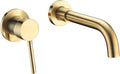 Left-Handed Wall Mount Bathroom Faucet in Brushed Gold Finish