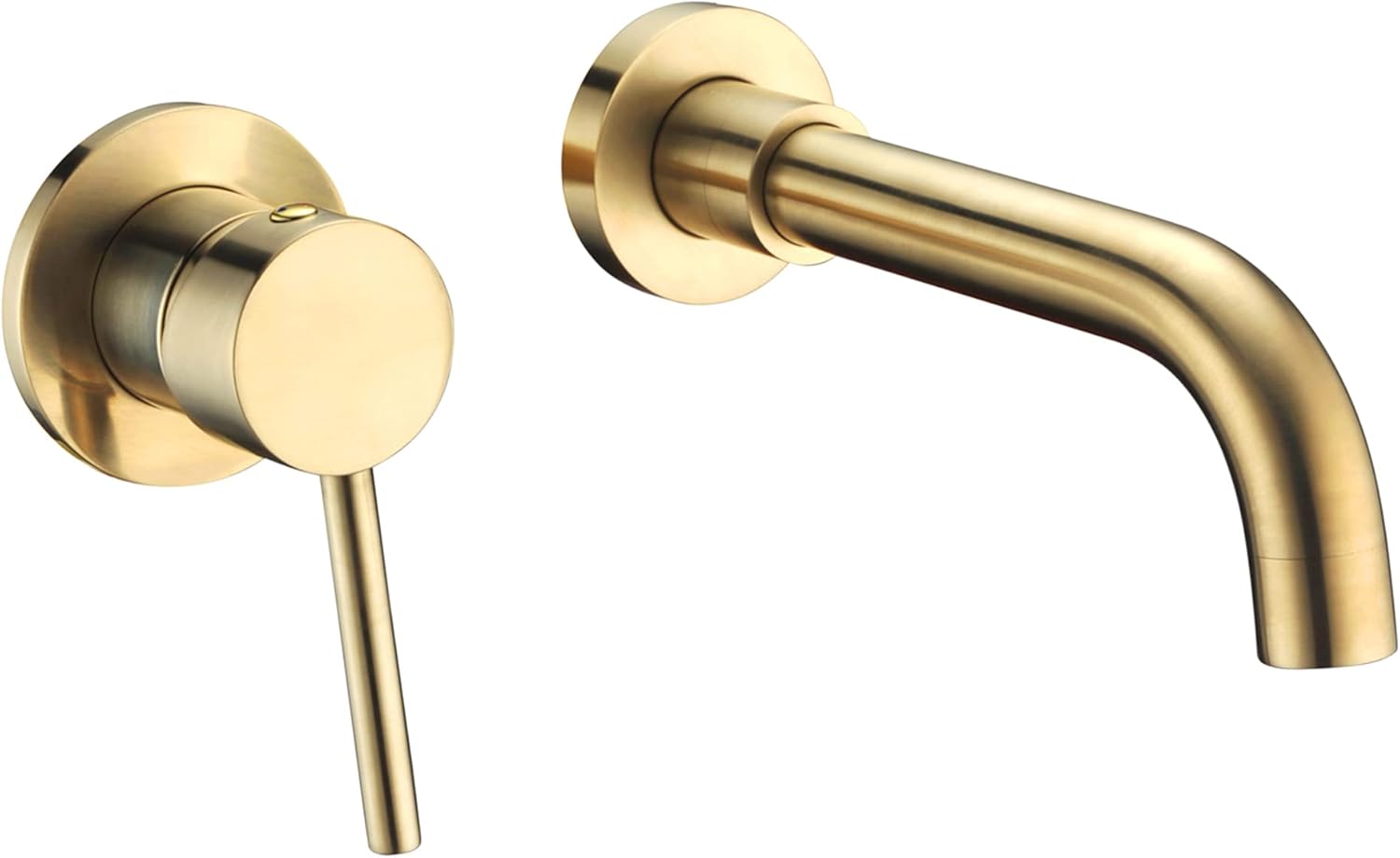 Left-Handed Wall Mount Bathroom Faucet in Brushed Gold Finish