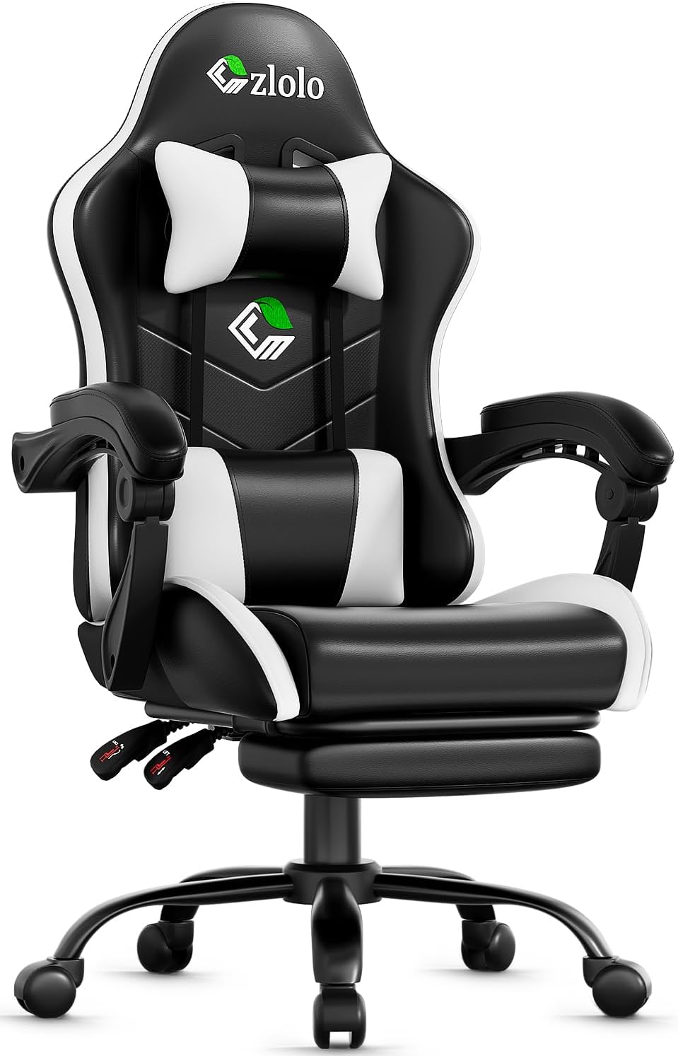 Ergonomic Gaming Chair with Footrest and Lumbar Support Massager
