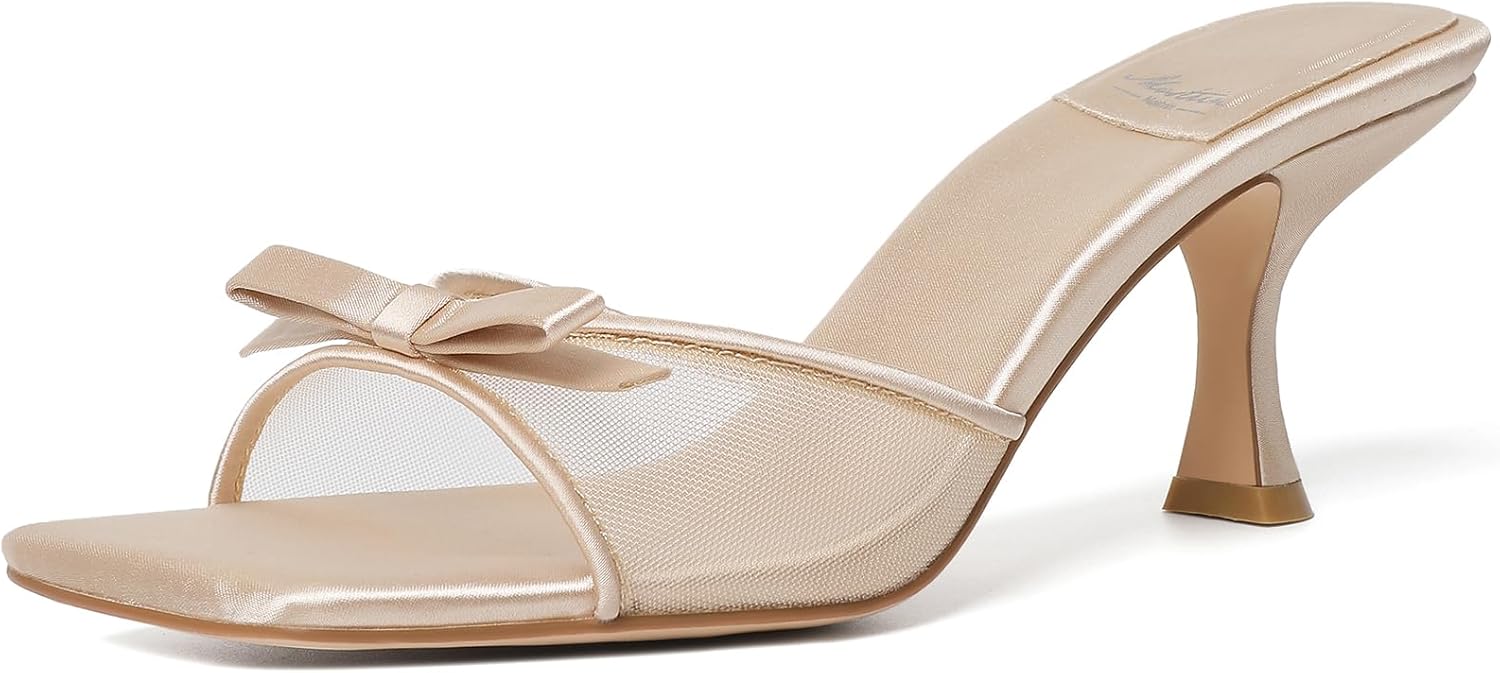 Mostrin Kitten Heels for Women with Bow Vintage Mules Style