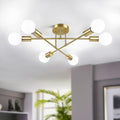 Modern Sputnik Chandelier 6-Light Semi Flush Mount - Bright