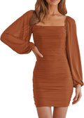 MEROKEETY Mesh Ruched Bodycon Mini Dress - Clubwear Glam!
