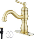 Brushed Gold Bathroom Faucet with 360 Swivel and Pop Up Drain