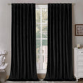 Black Velvet Curtains 120 in Long Thermal Room Darkening Panels