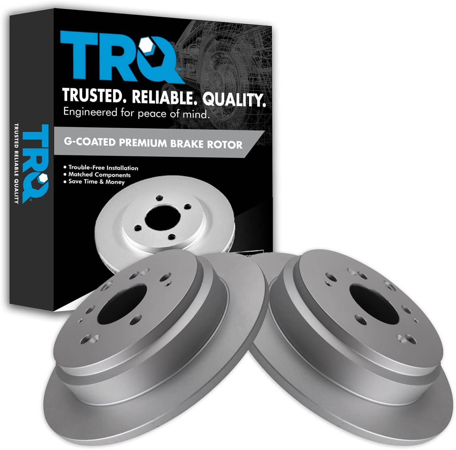 TRQ Rear Brake Rotors Set Solid Premium G-Coated for Odyssey