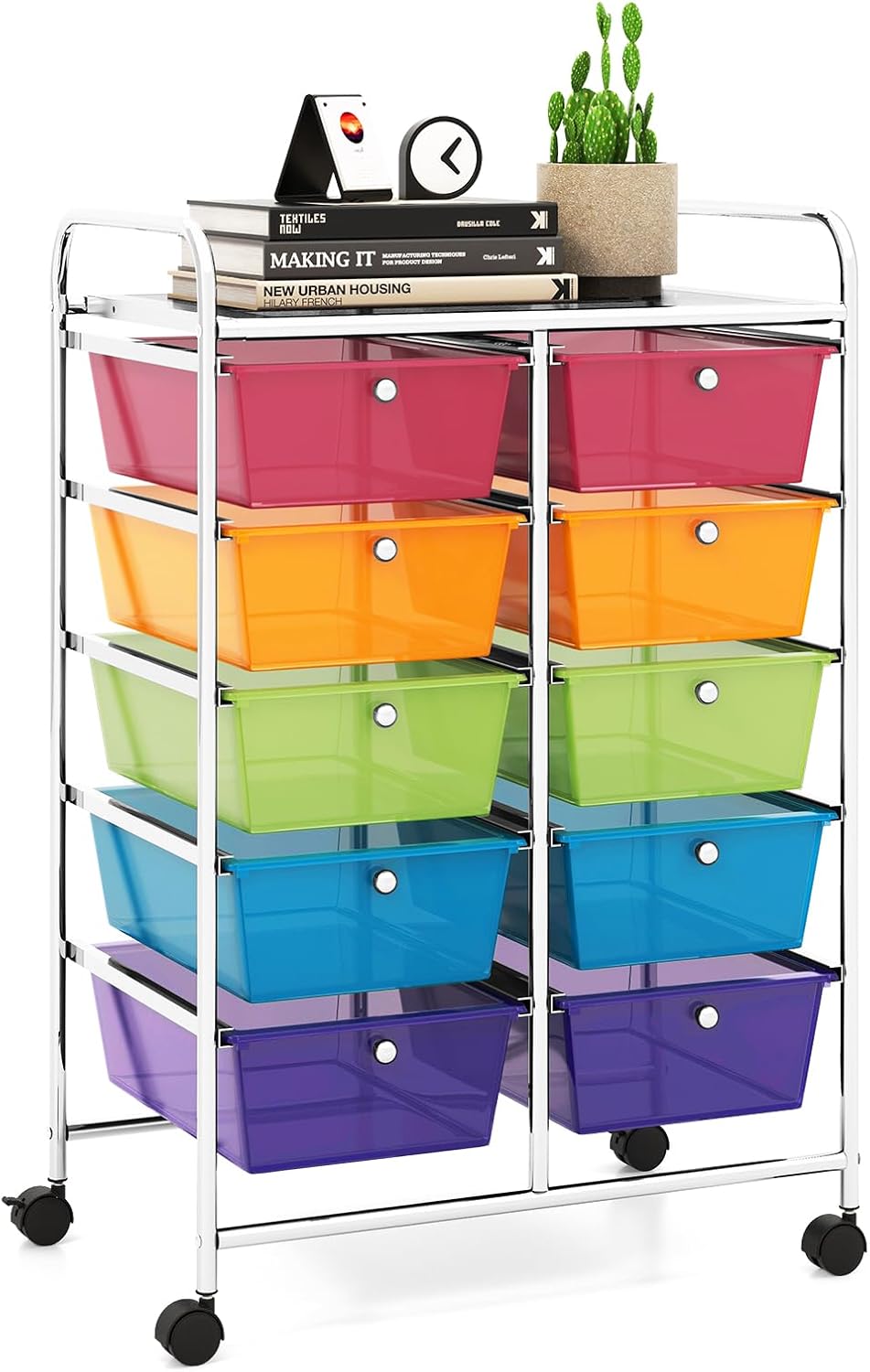 LDAILY 10 Drawer Rolling Cart for Efficient Storage Solutions
