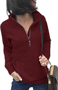 BTFBM Women Fashion Quilted Pattern Lightweight Zipper Sweatshirts
